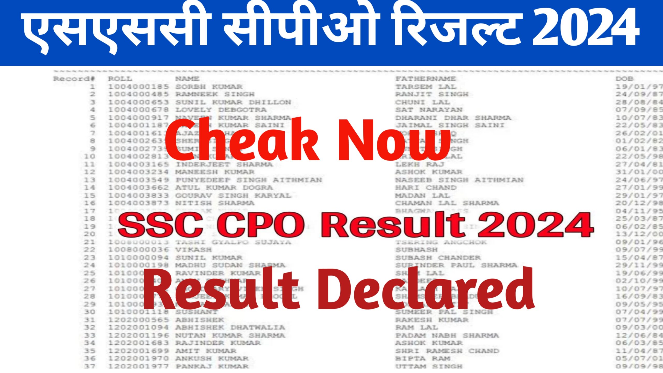 SSC CPO Result 2024