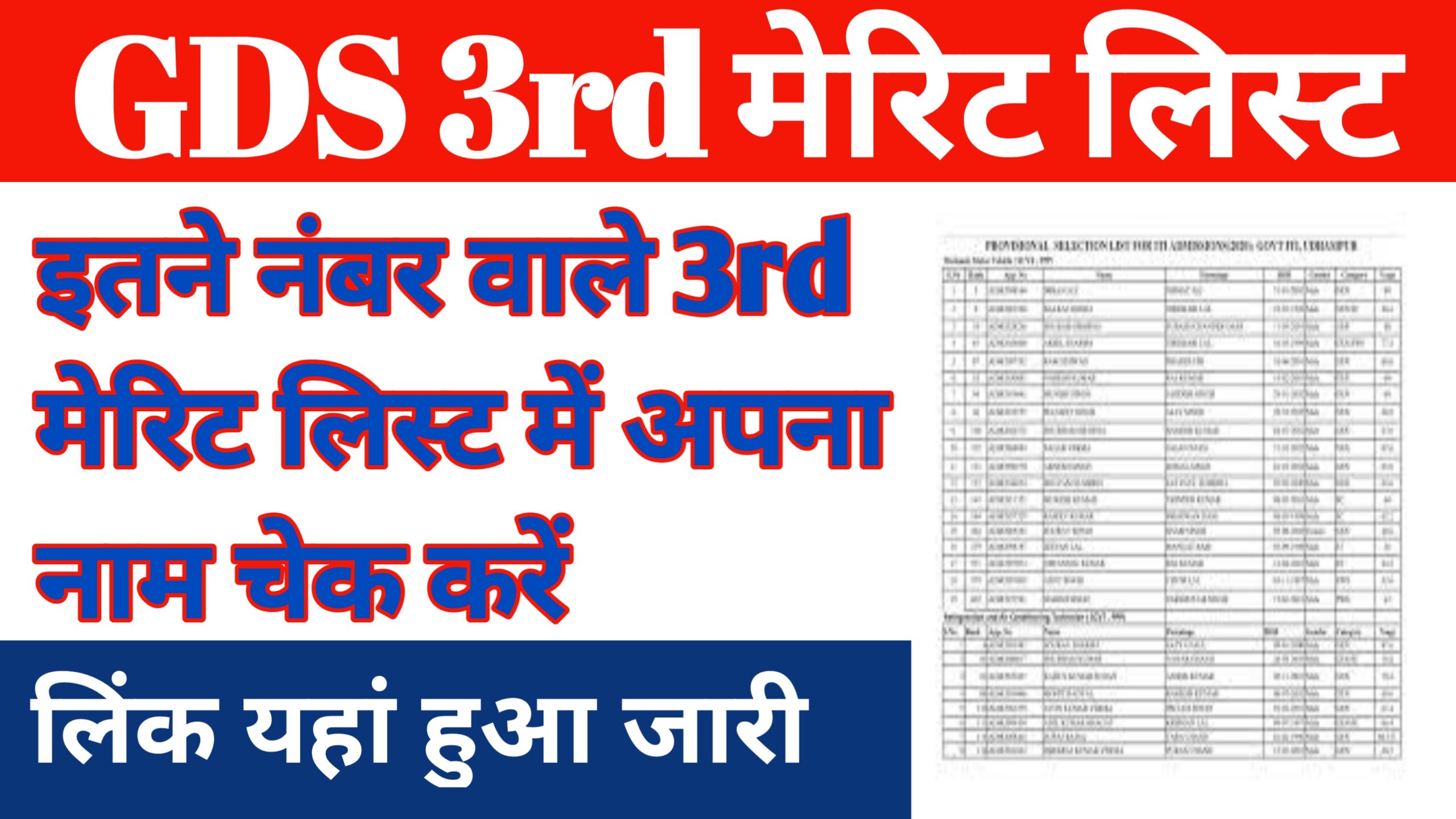 GDS 3rd Marit List 2024 Pdf Download