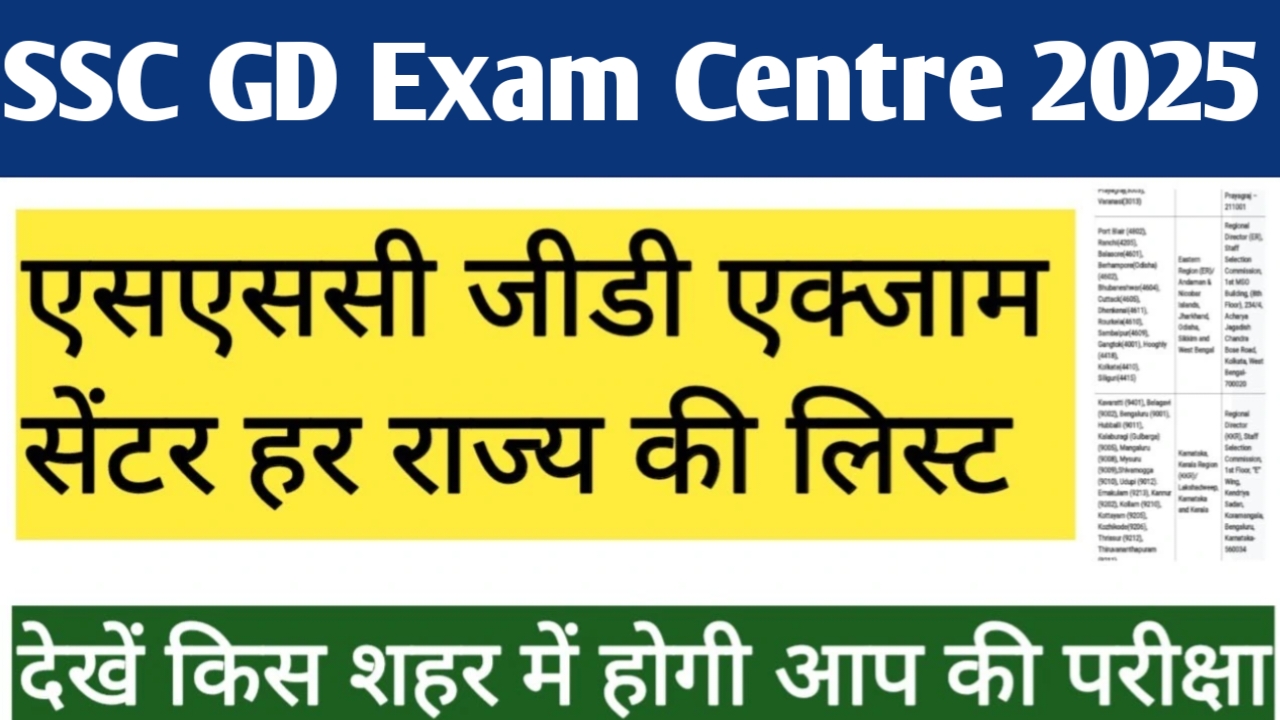 SSC GD Exam Centre List 2025