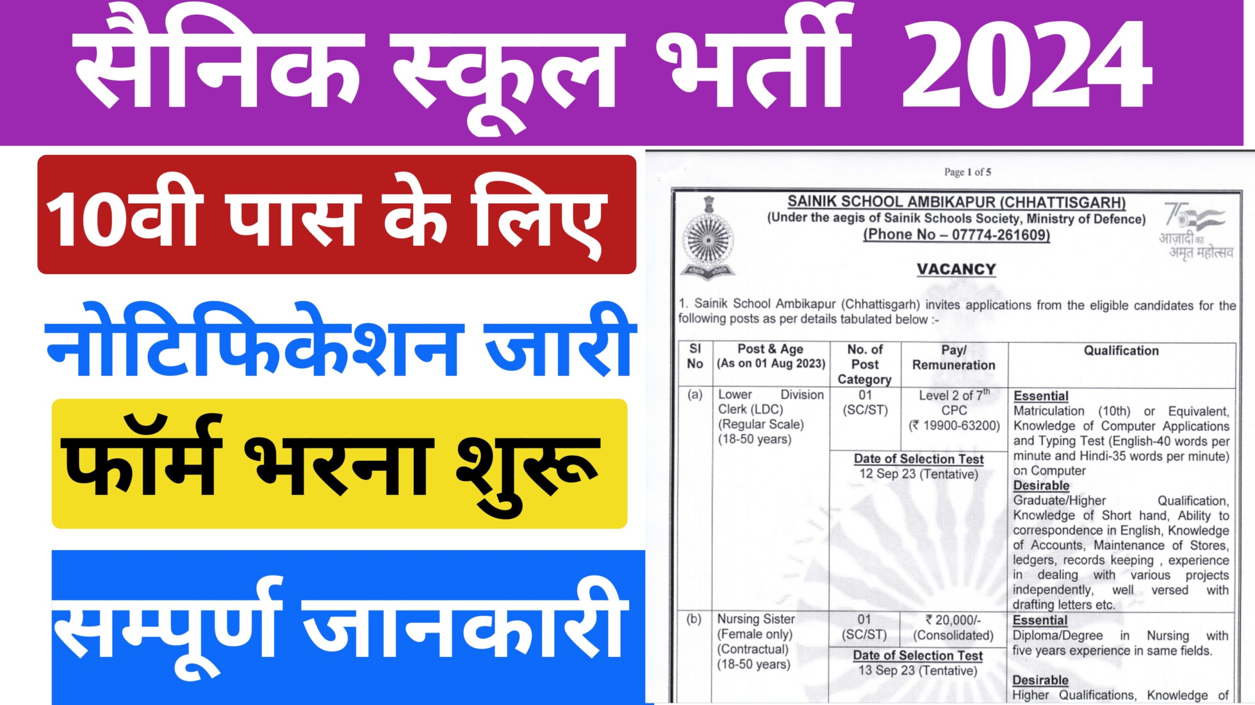 Sainik School Bharti 2024