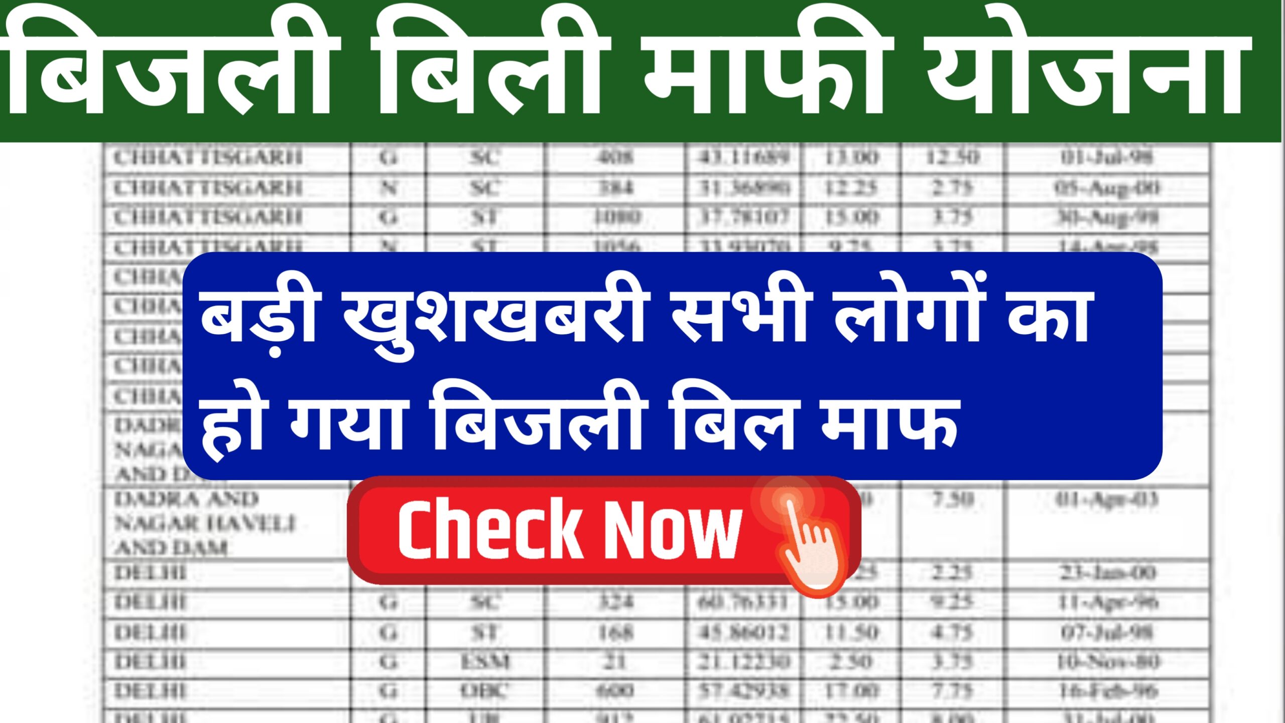 Bijli Bill Mafi Yojana 2024