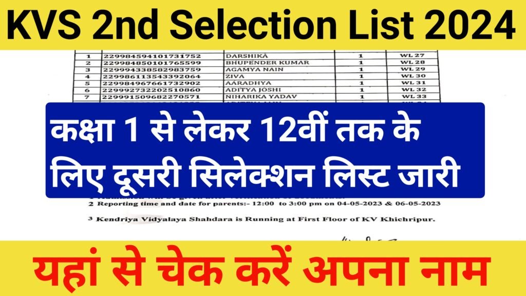 KVS Second Selection List 2024