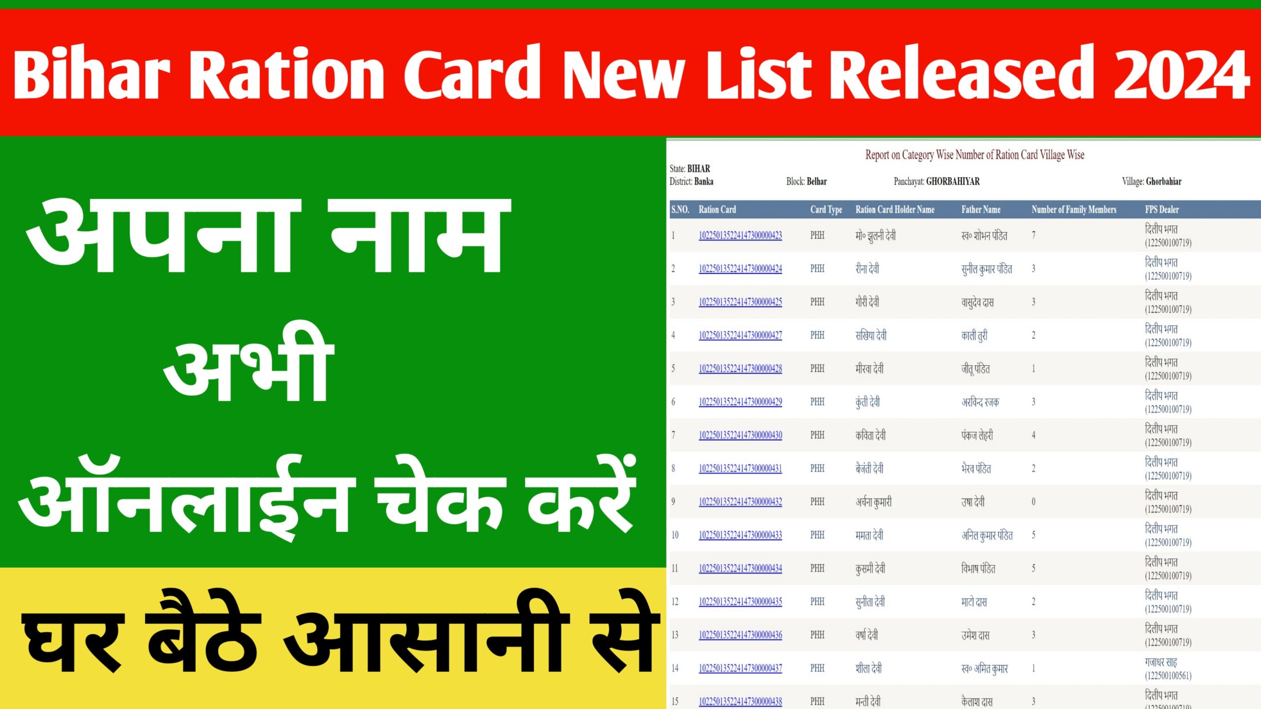 Bihar Ration Card New List Released 2024