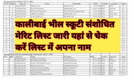 Kalibai Bhill Scooty Merit List 2024
