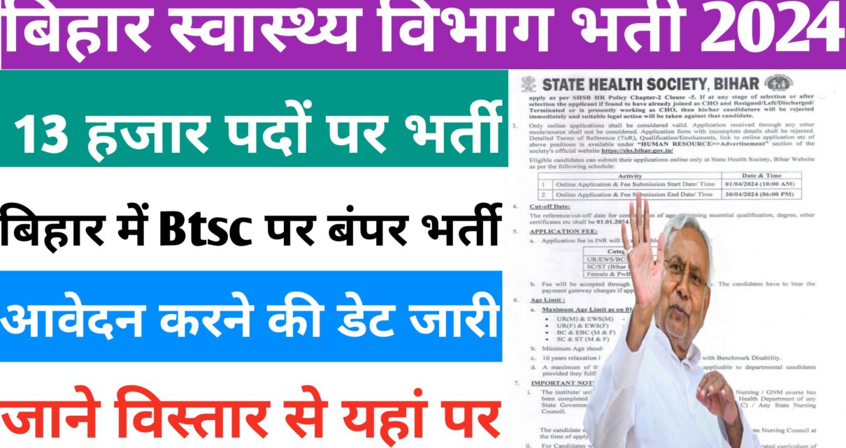 Bihar Swasthya Vibhag Vecancy 2024