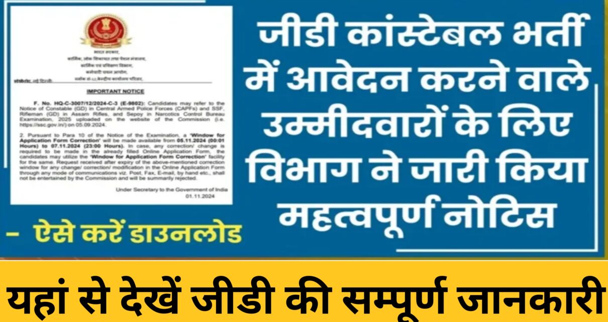 SSC GD Constable Notice 2024