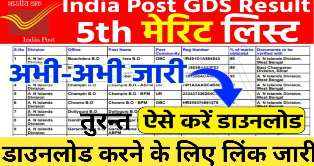 GDS 5th Merit List 2025 Declared